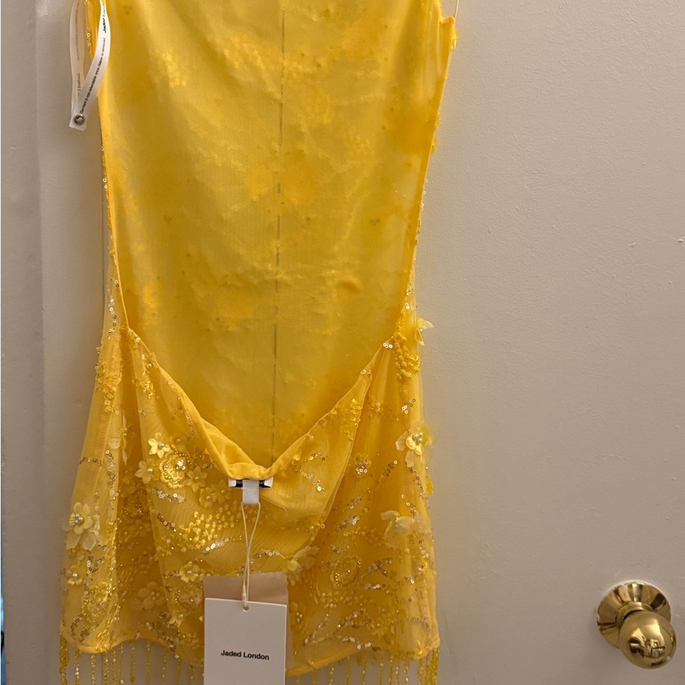 Jaded London Yellow Embellished Backless Mini Dress - Picture 4 of 4
